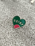 Pin's vintage cœur vert inscription POINT émaillé rétro (Ref 10)