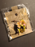 Paire boucles d'oreilles vintage fleurs pastel jaune rose deadstock fantaisie