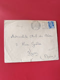 Enveloppe philatélie timbre bleu 15c Poste aux Armées adressée Lyon