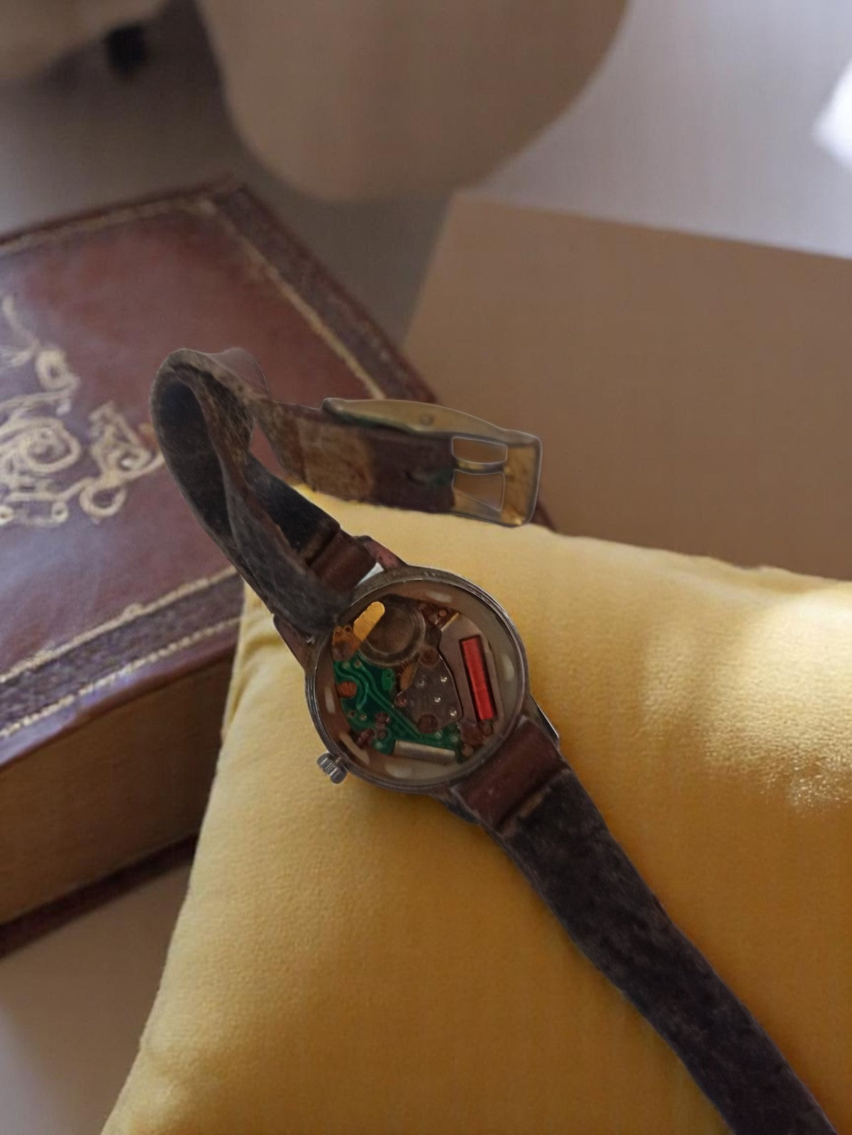 Montre homme vintage Kople cadran romain rétro, bracelet marron, non testée