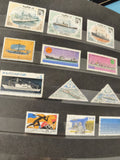 Lot anciens timbres oblitérés Dubai et monde, thématique bateaux et sport