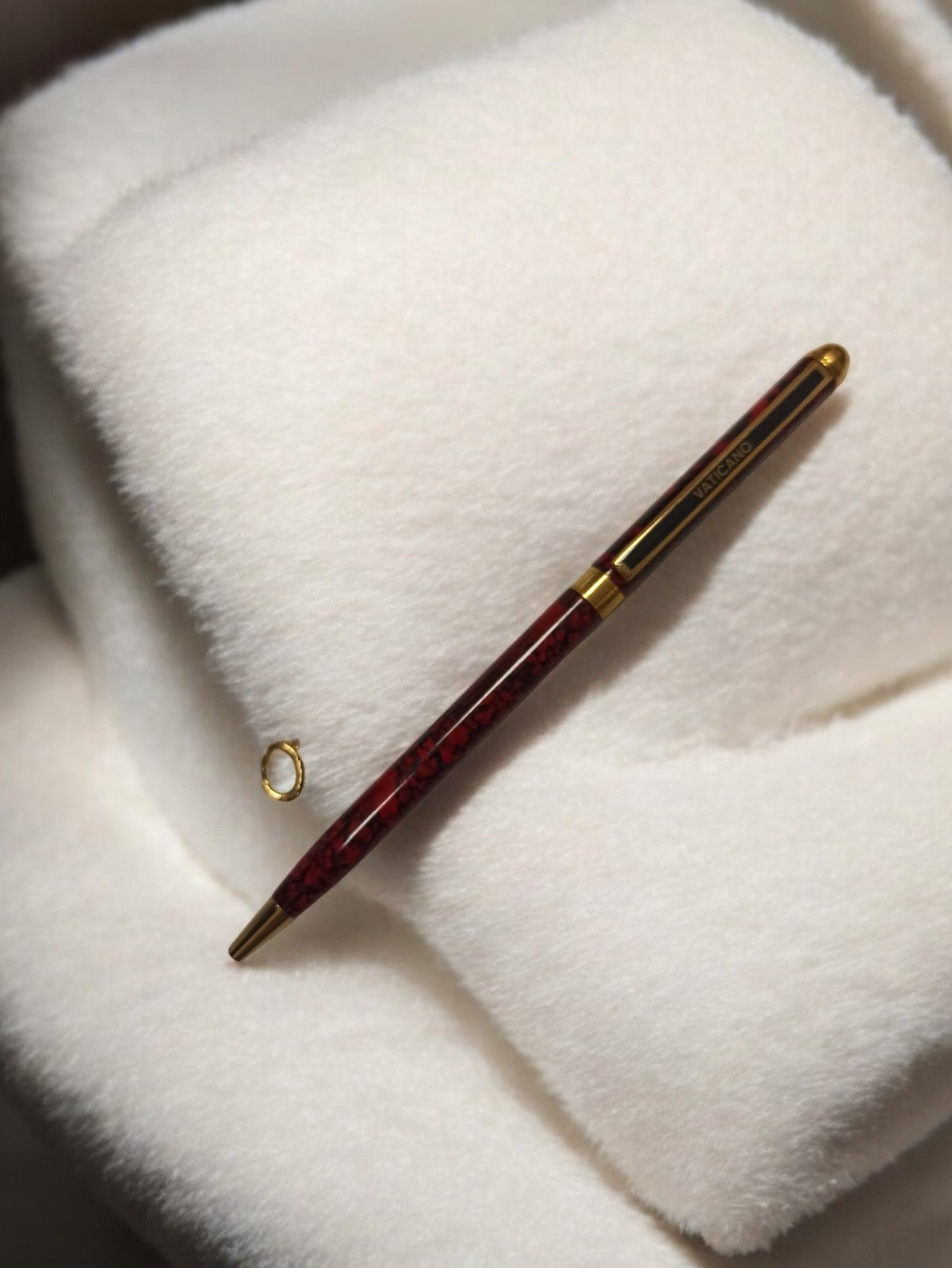 Stylo bille vintage Vatican, finition marbrée rouge et or, rétro écriture
