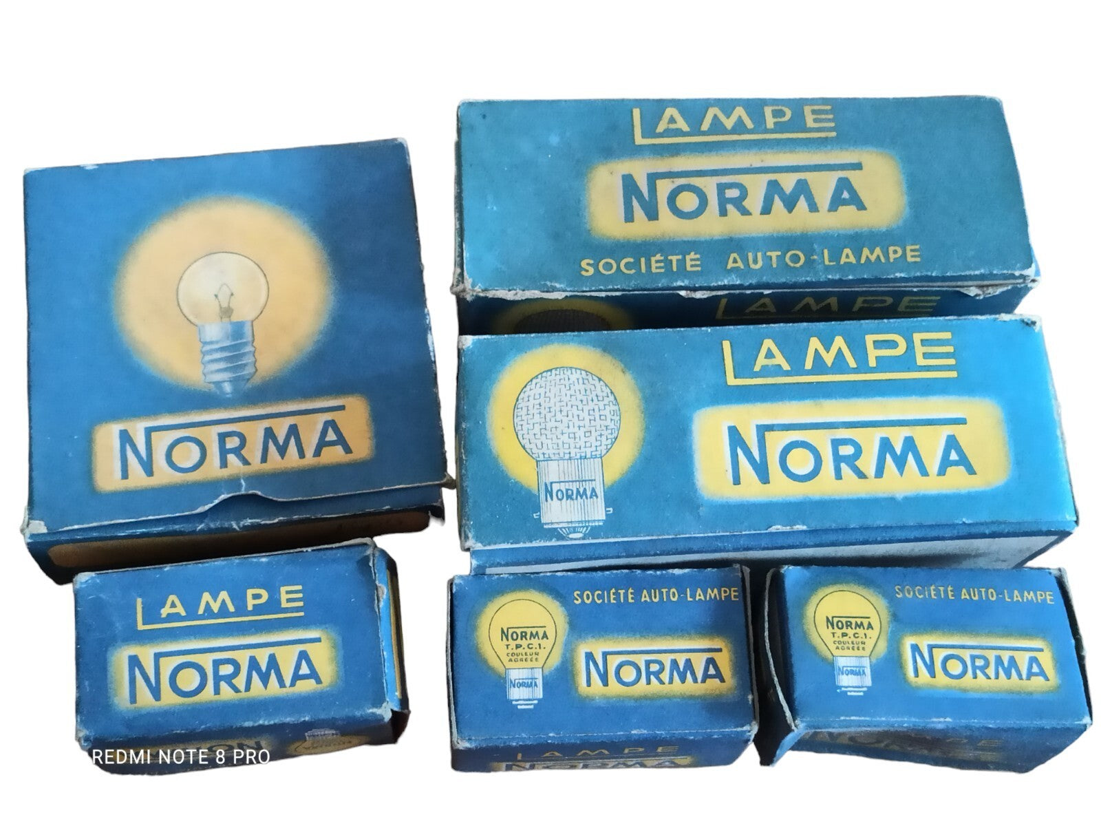 Lot boîtes ampoules phares vintage Norma années 50-60 auto Made in France