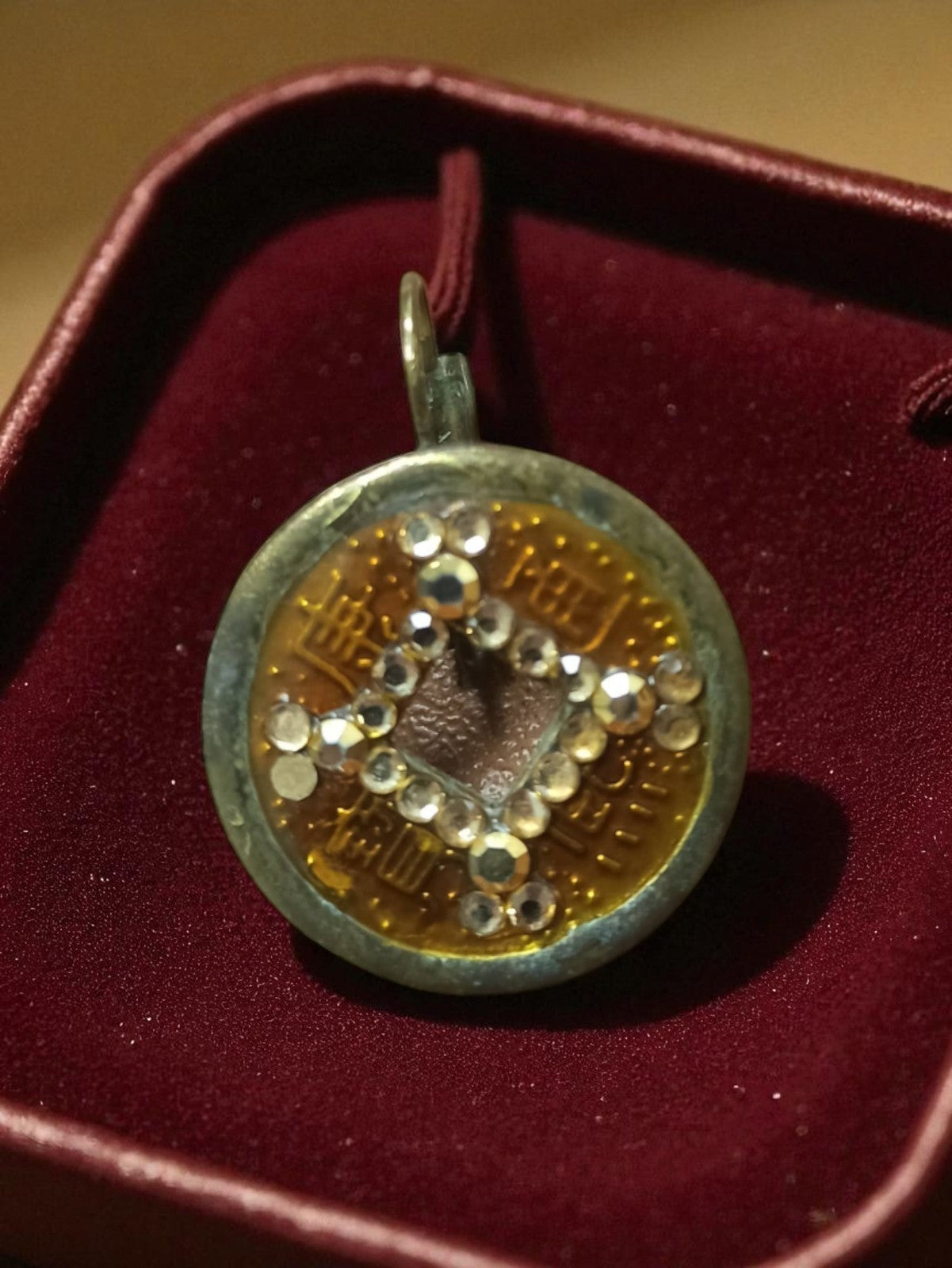 Pendentif vintage GAS circuit orné strass rétro ancien bijou original