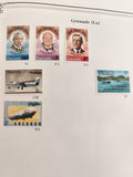 Timbres anciens Grenade Nobel Churchill avion Zeppelin 1977 x6 philatélie vintag