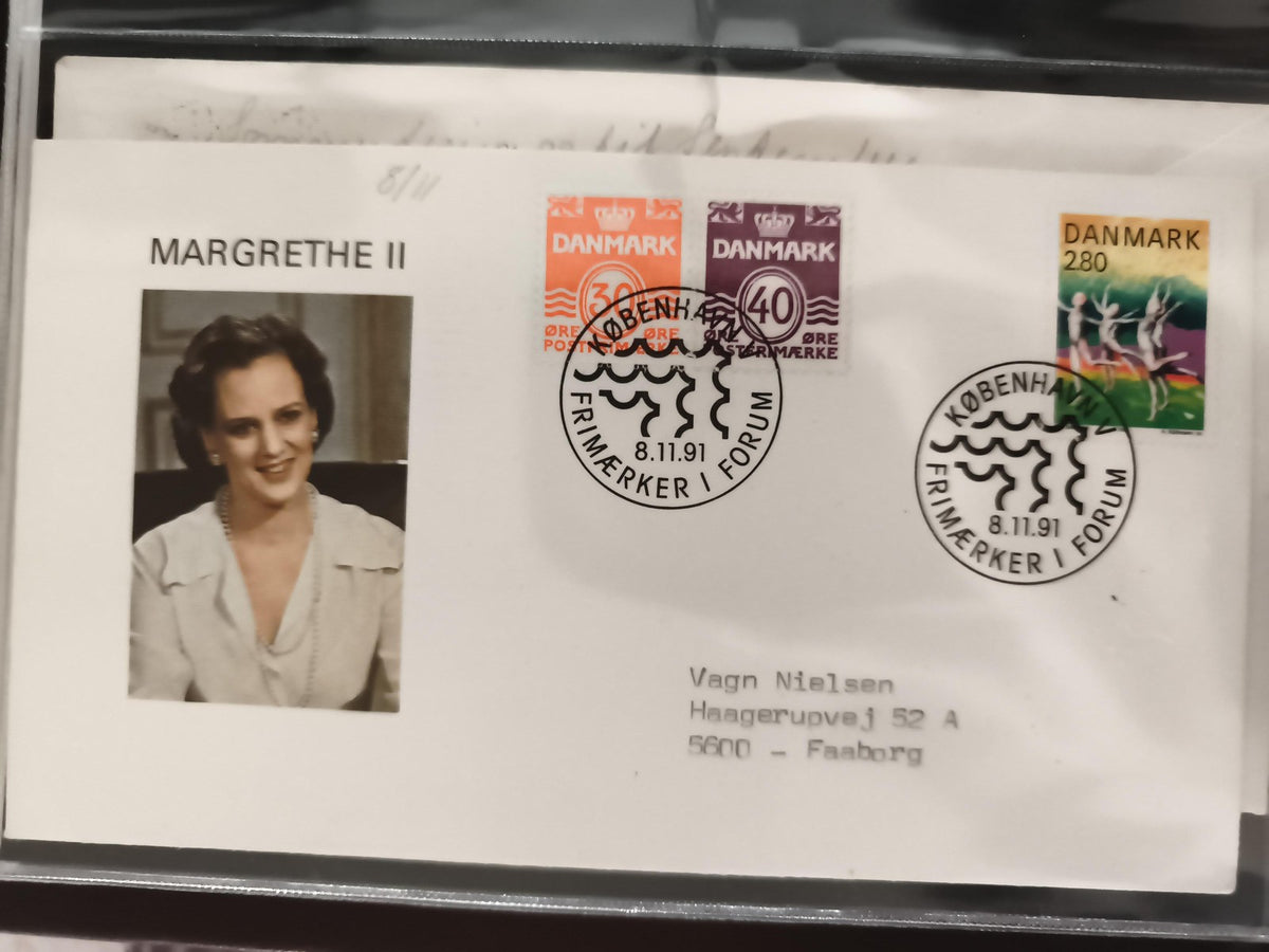Lettre premier jour Margrethe II Danemark 1991 timbres obliteration Kobenhavn vi
