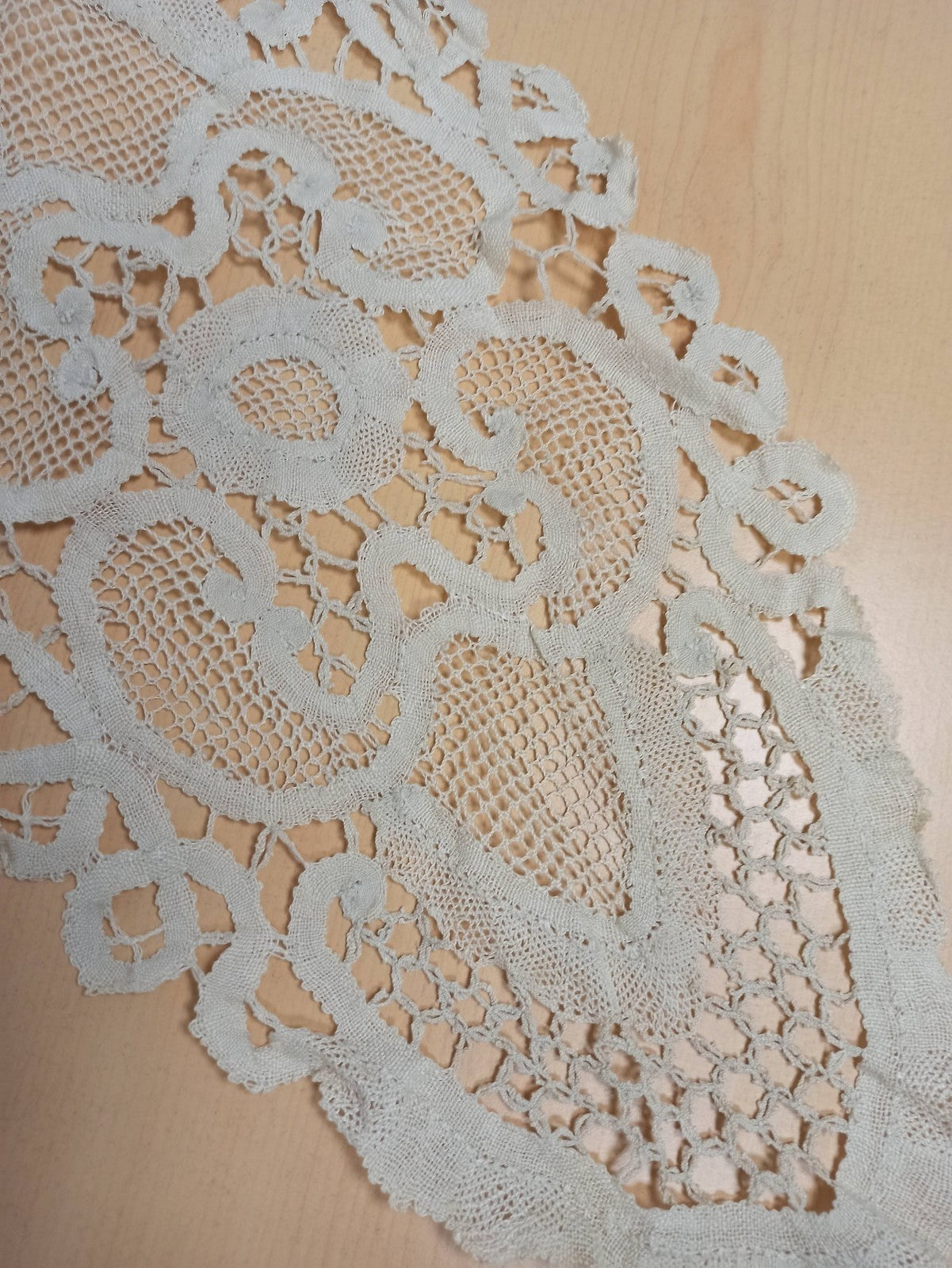 Rare set vintage linge de table brodé dentelle crochet XIXe ancien collection