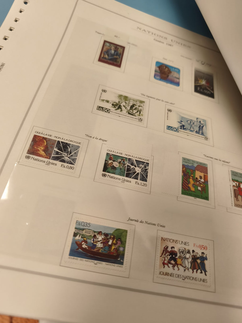 Classeur timbres USA philatélie, album King motif ceinture, Nations Unies Genève