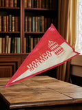 Fanion Monaco vintage tissu rouge blanc rétro déco blason couronne années 70