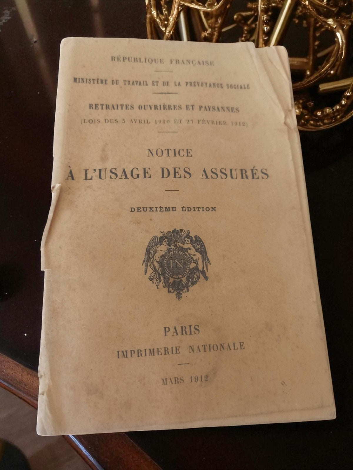 Livret ancien notice pour assurés 1912 vintage rétro collection assurance