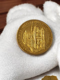 Médaille ancienne dorée Cathédrale Notre-Dame d'Amiens vintage souvenir pièce