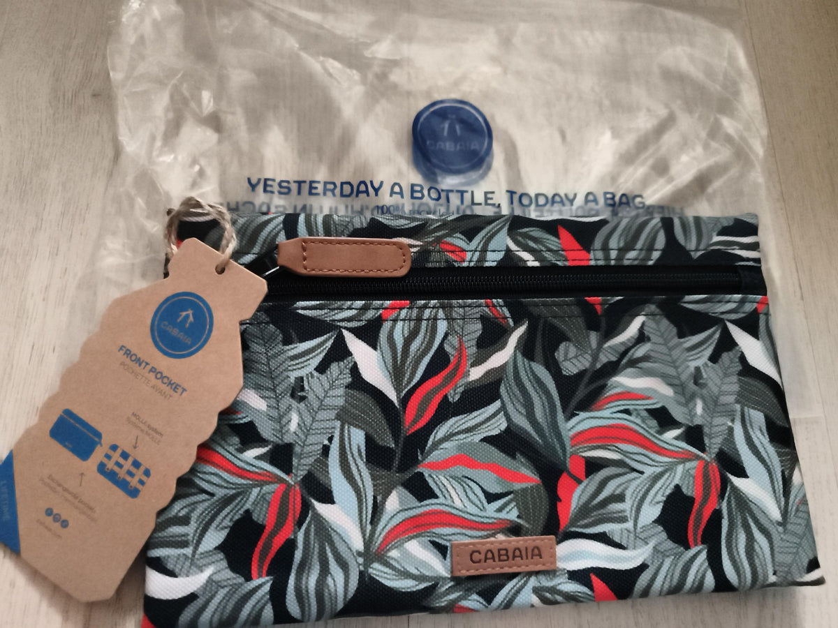 Pochette Cabaia motif feuillage multicolore 24 cm neuve zip avant