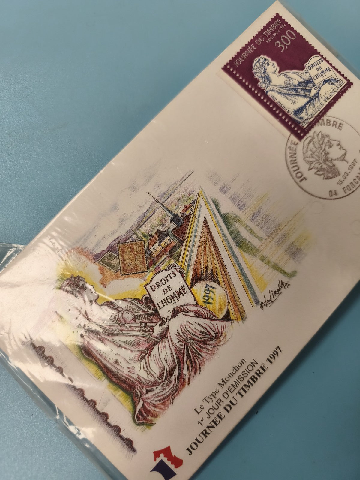 Ancienne enveloppe FDC Journée du Timbre 1997 Droits de l?Homme illustrée