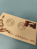 Ancienne enveloppe philatélie Arphila 1975 timbre ?il Paris arts traditions