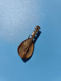 Ancienne broche vintage mandoline en métal doré, bijou musical rétro