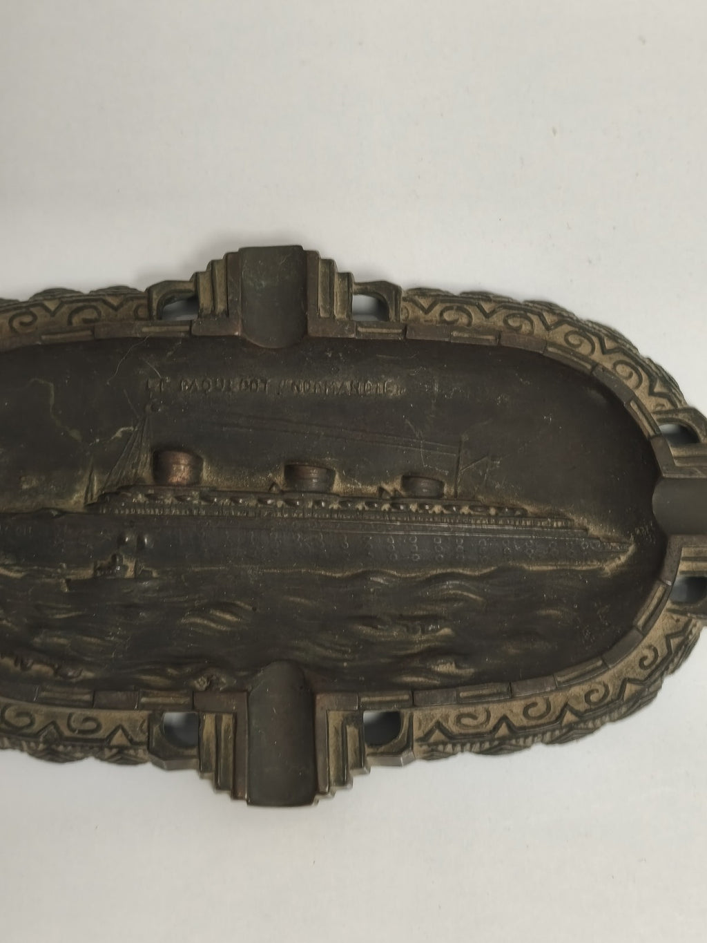 Cendrier ancien Paquebot Normandie métal, Art déco, souvenir transatlantique