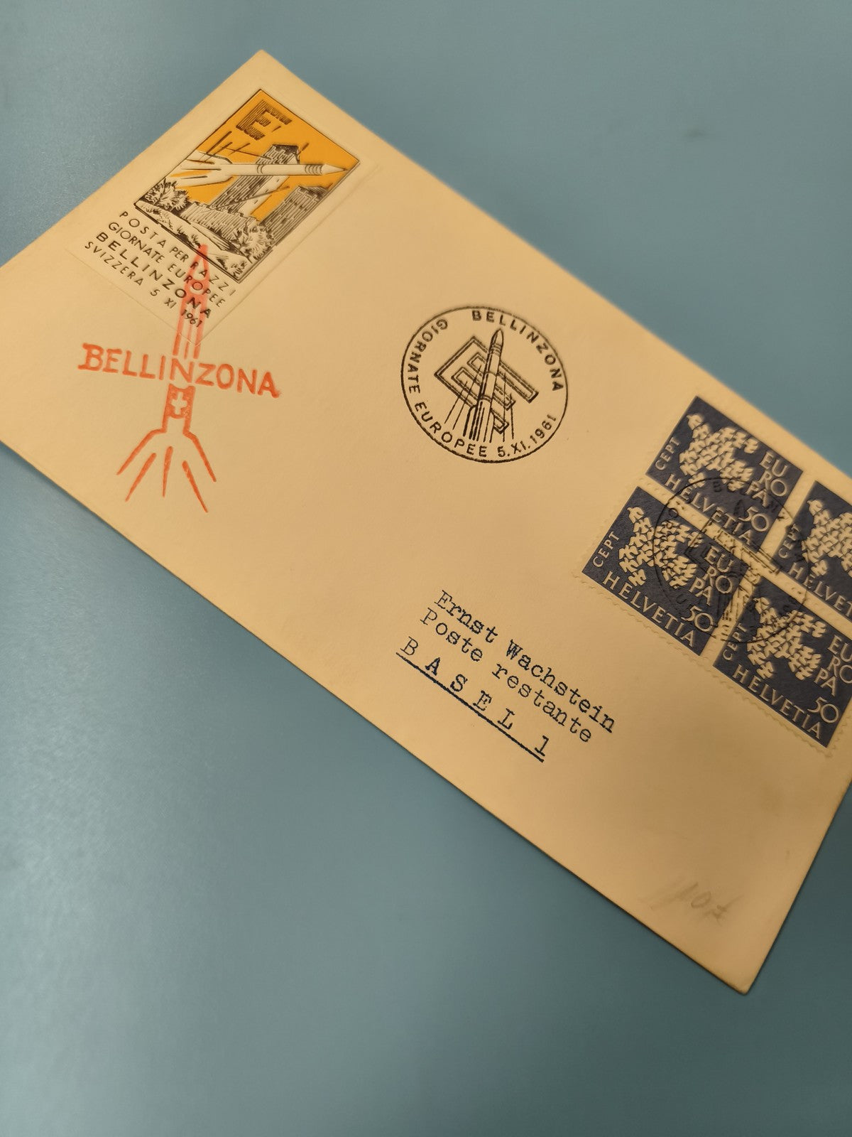Ancienne enveloppe Bellinzona 1981 timbres oblitérés Suisse philatélie collectio