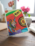 Autocollant Panini vintage années 80 clown PLAY 4 rétro sticker brillant
