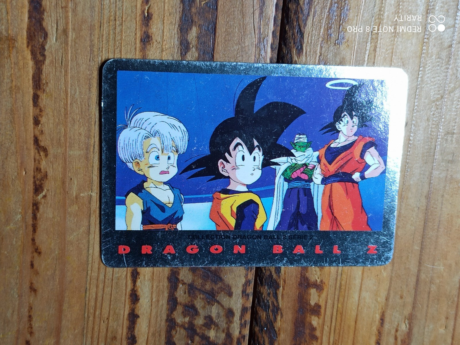 Carte Dragon Ball Z Carddass Série 1 vintage, visuel Trunks Goku Piccolo