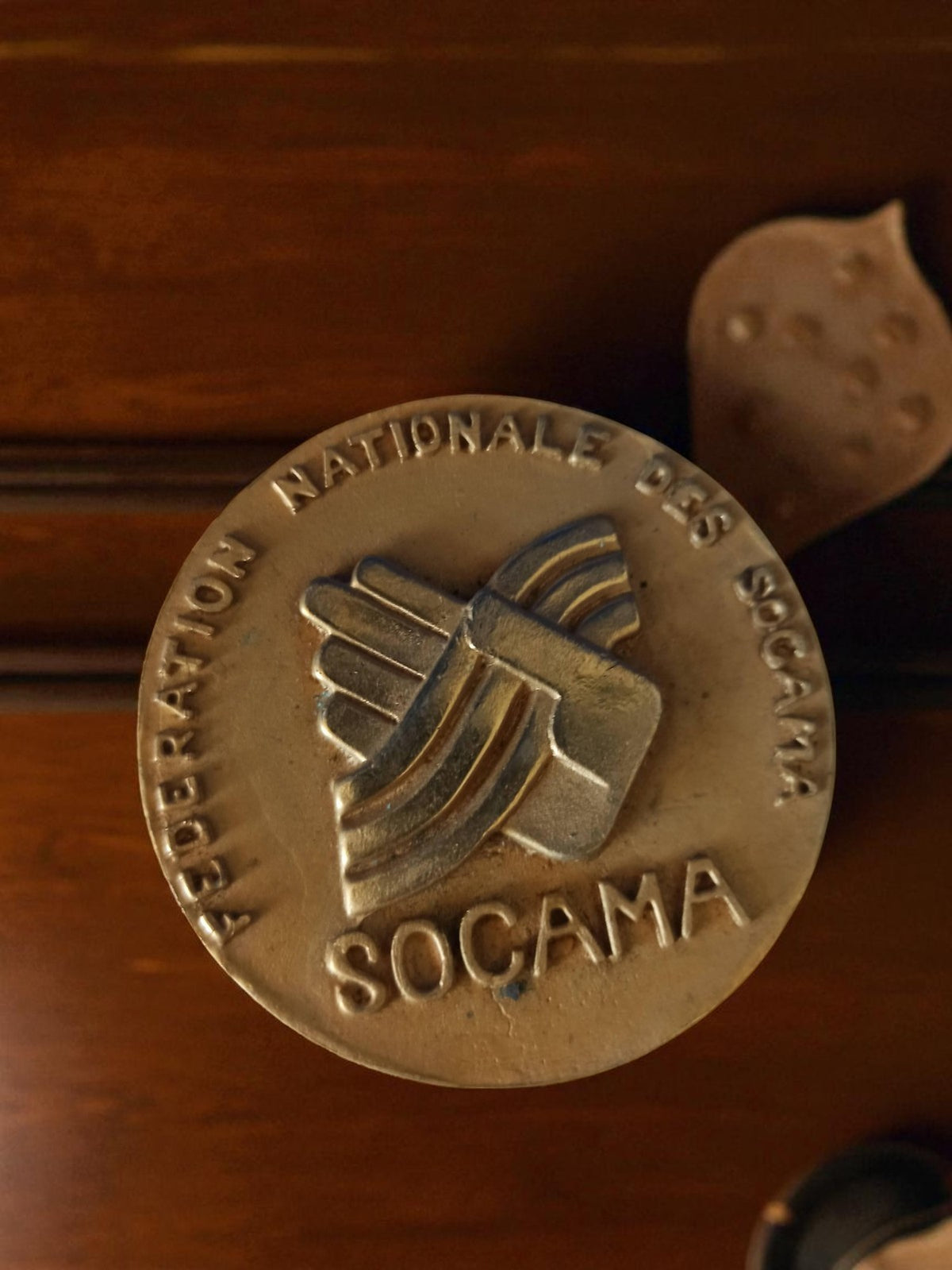 Médaille bronze SOCAMA Fédération Nationale, vintage, décor relief, objet ancien