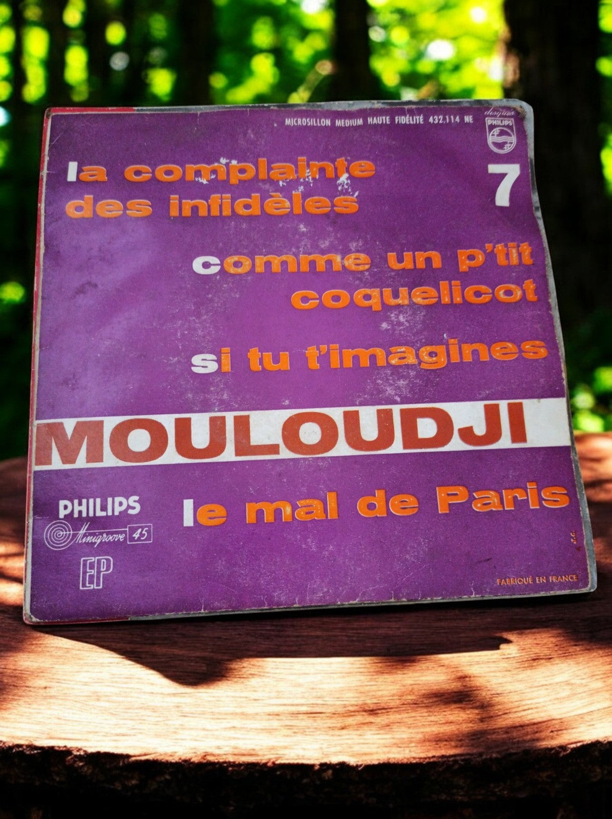 Vinyle 45 tours EP Mouloudji Philips Minigroove vintage pochette violette