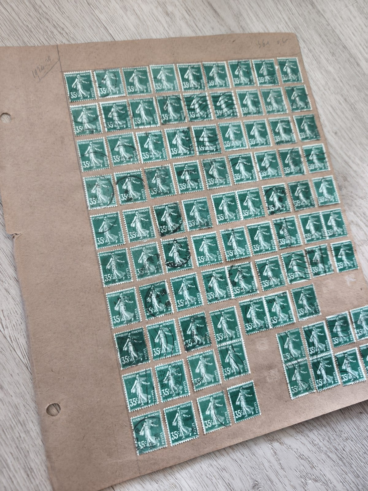 Gros lot timbres anciens Marianne 35c vert ? planche philatélie étude France