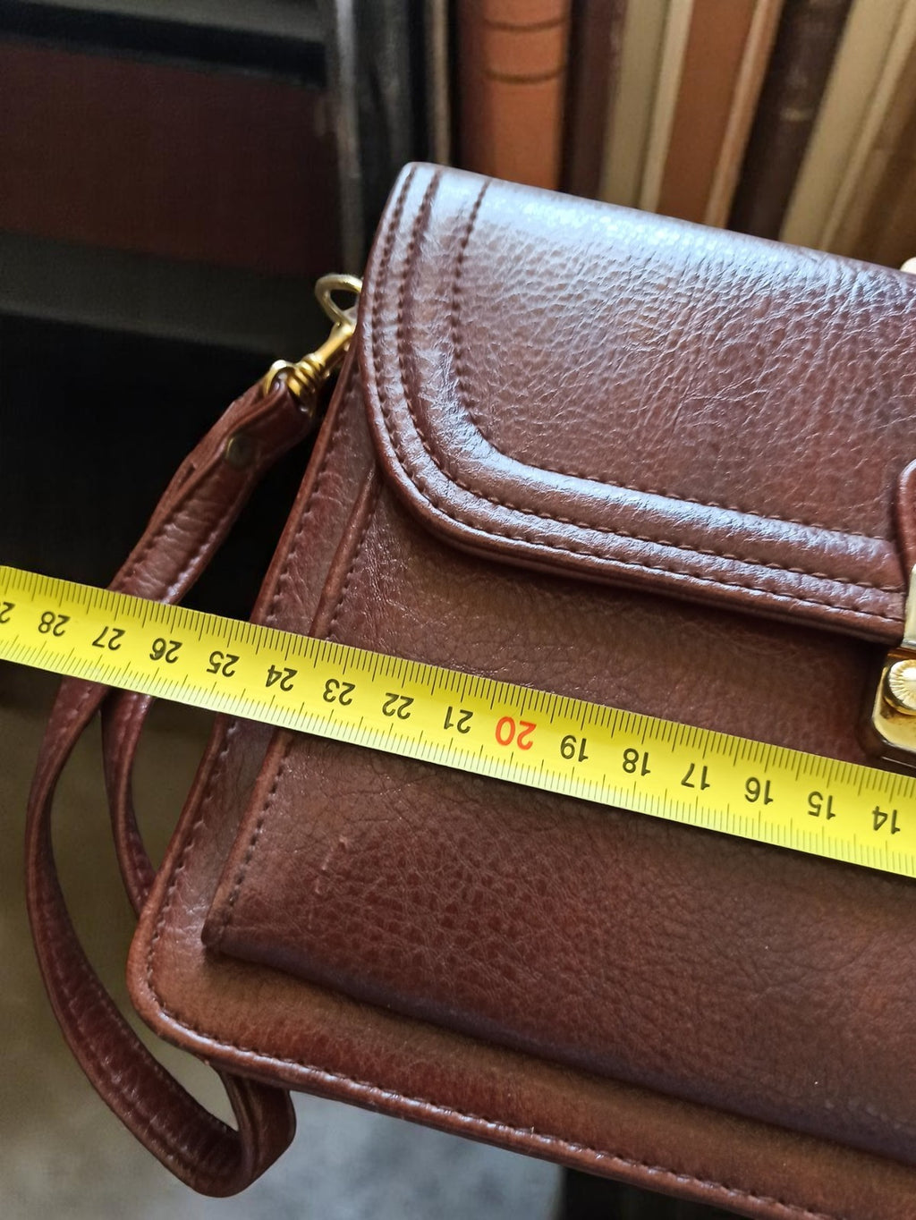 Sac à main vintage David Jones marron femme pochette rétro fermoir doré