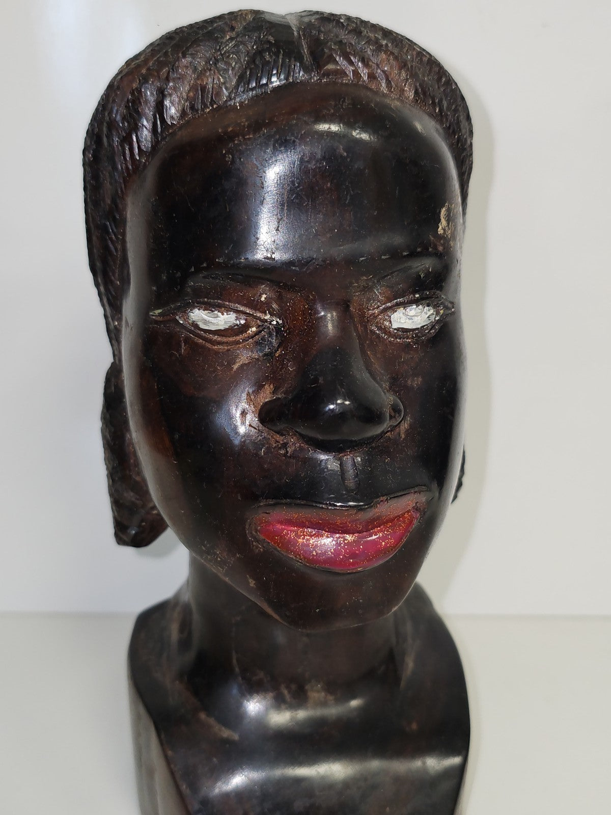Sculpture africaine vintage en bois massif ancien, grande pièce années 1950 déco