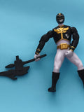 Figurine articulée Sentai Power Ranger noir blanc casque arme