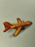 Vintage pin's avion Boeing 737 émaillé, jaune et rouge, aviation collection