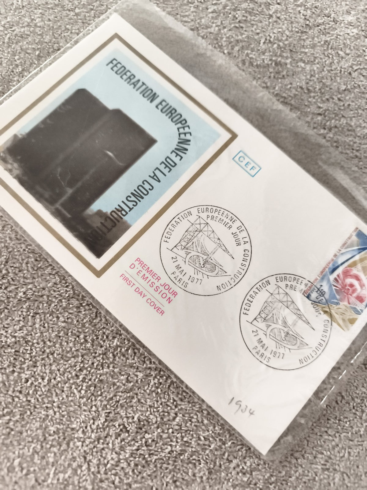 Lettre Premier Jour 1977 FDC Fédération Européenne Construction CEF Ancien phila