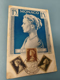 FDC Monaco Princesse Caroline 1957 Carte Premier Jour timbres portrait bleu