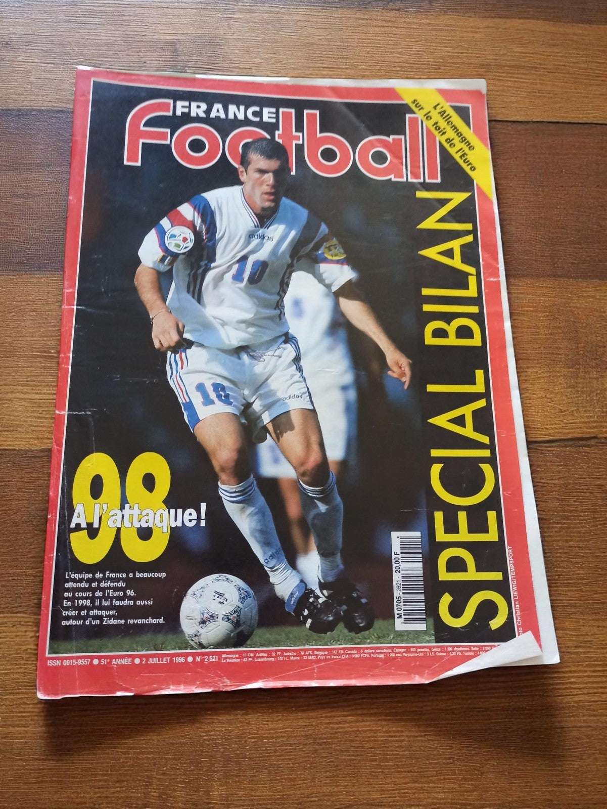 Magazine France Football 1996 Zidane couverture - Spécial Bilan vintage ancien