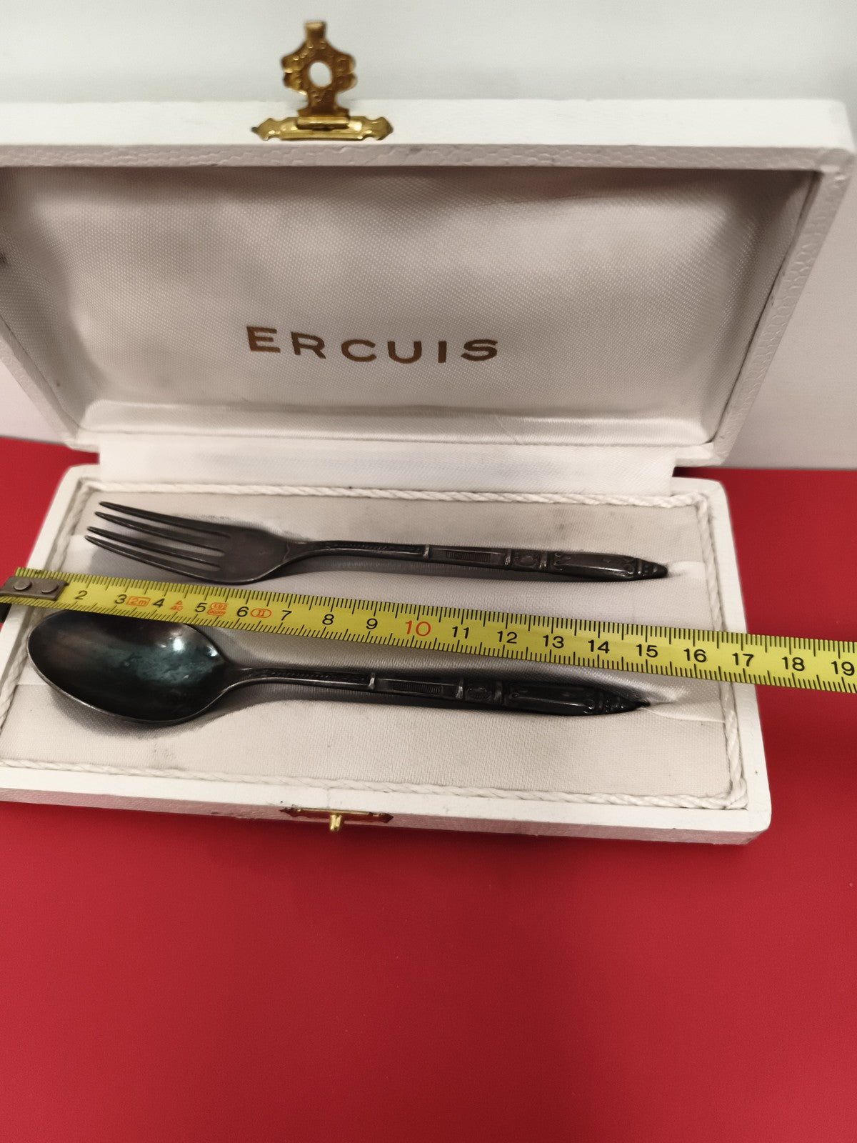 Coffret couvert Ercuis ancien fourchette cuillère décor art déco vintage