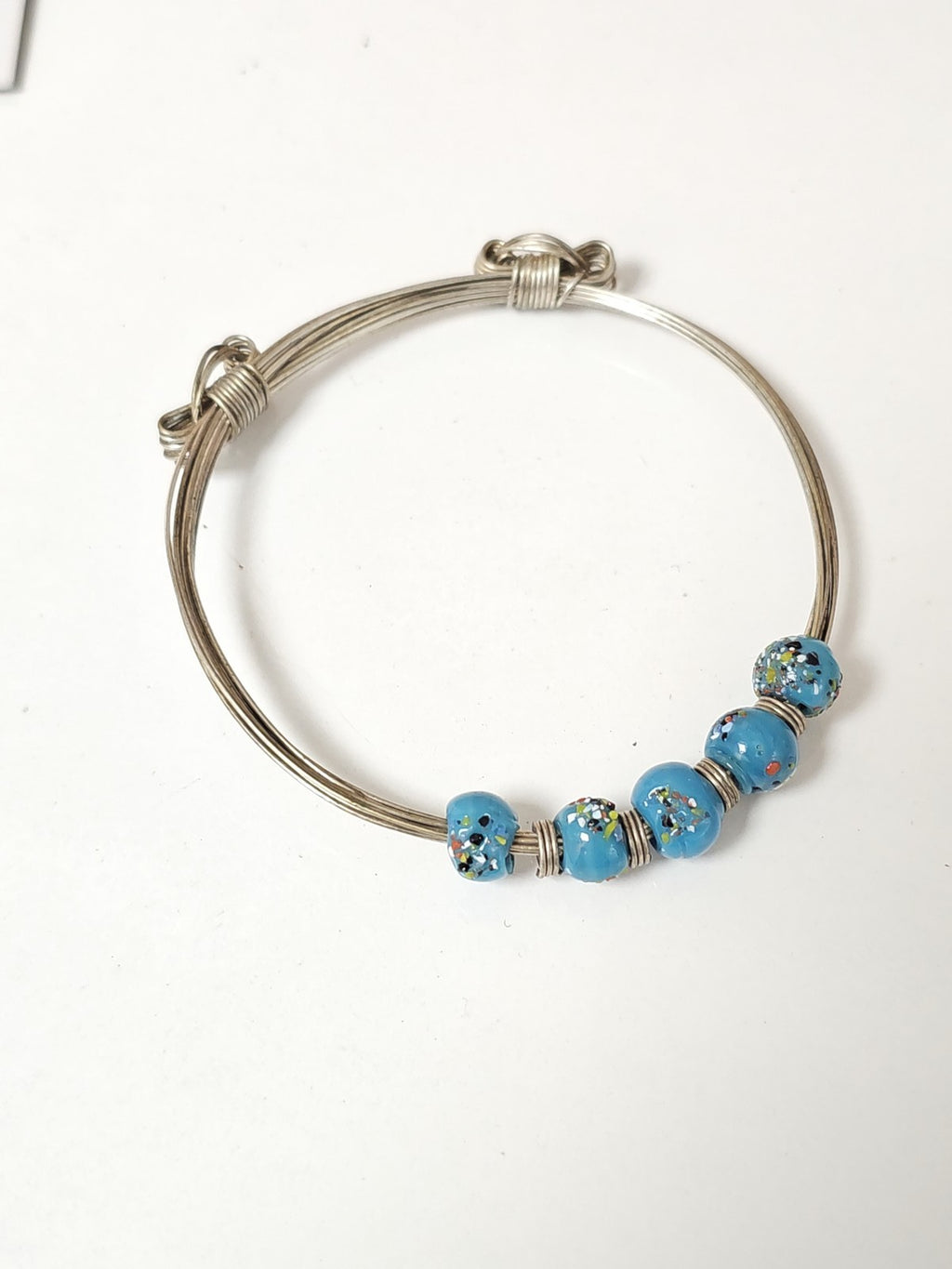 Bracelet vintage ancien en métal argenté style rétro collection bijou d'occasion