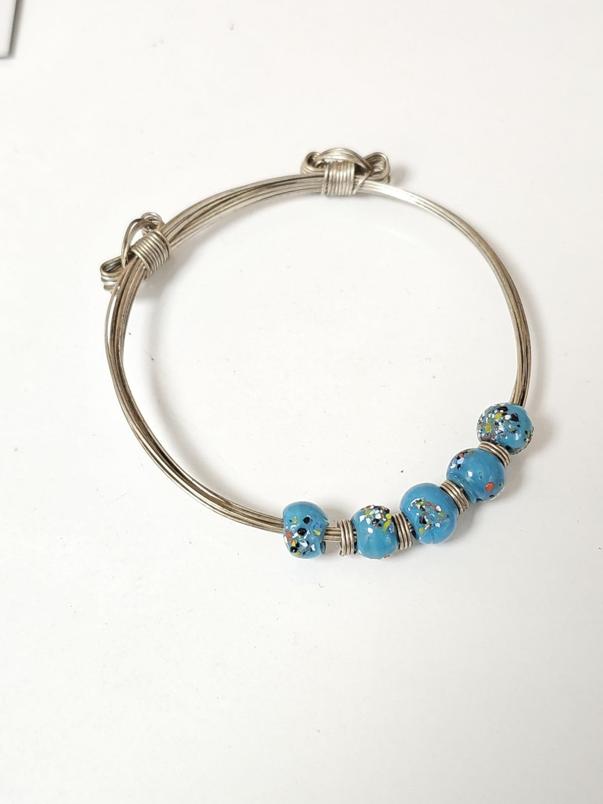 Bracelet vintage ancien en métal argenté style rétro collection bijou d'occasion