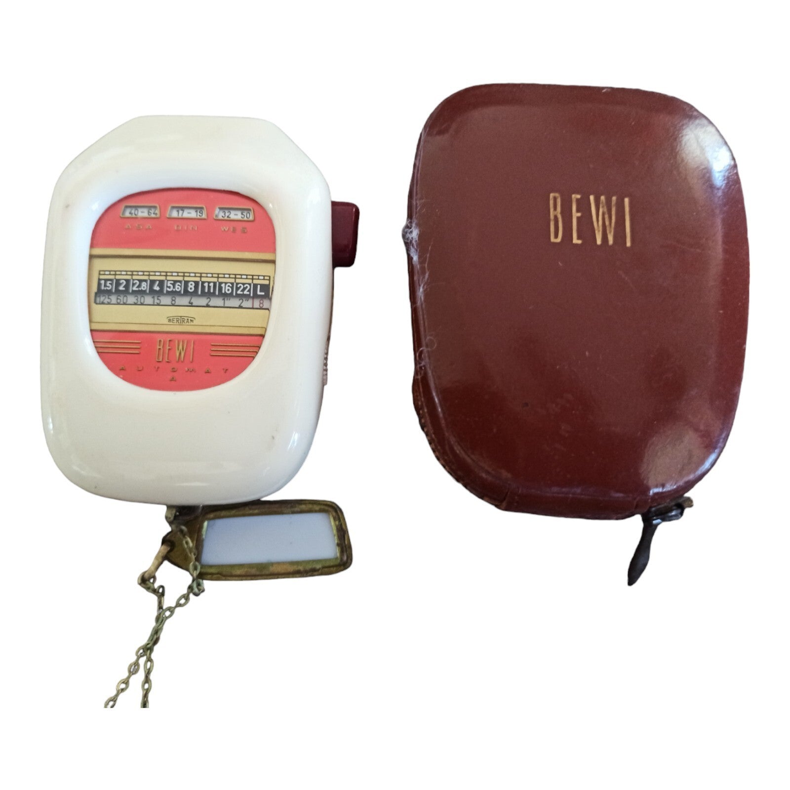 Posemètre vintage BEWI Automat années 50 avec étui rétro photo