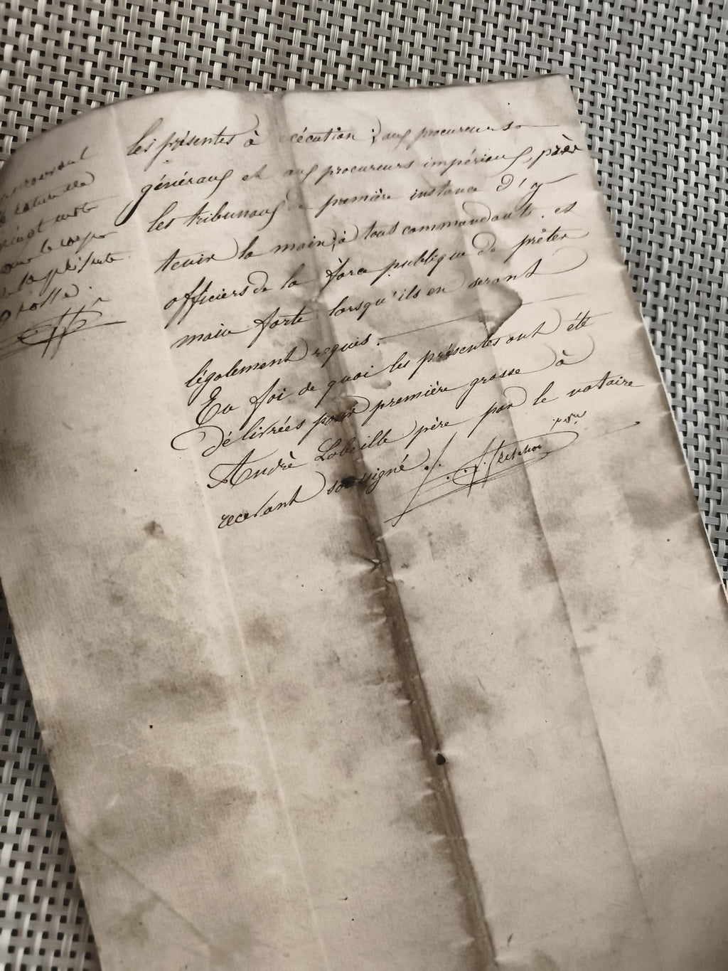 Document manuscrit ancien 1857 cachet archives Tampon officiel France