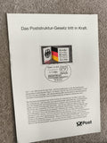 Timbre Allemagne 1989 Deutsche Bundespost, Poststrukturgesetz, carte Premier Jou