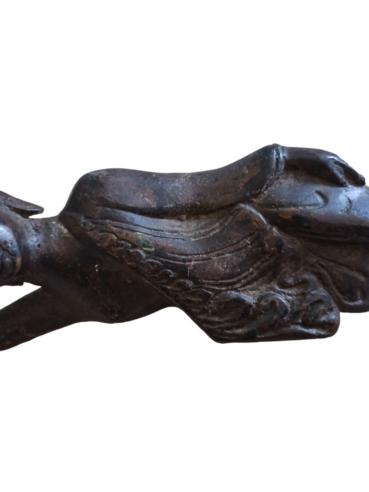 Statue Bouddha couché bronze foncé sculpture orientale décorative