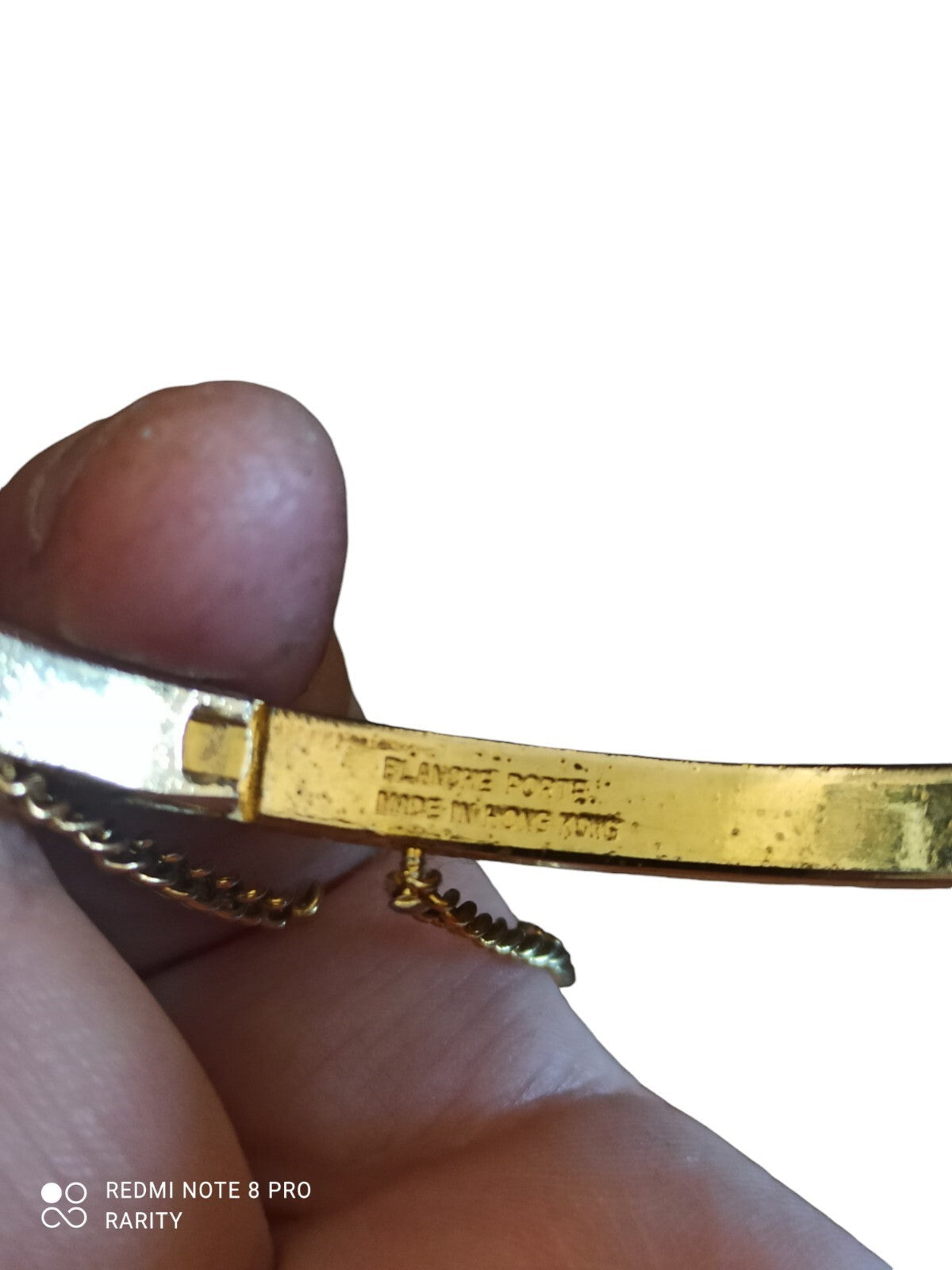 Collier rigide vintage Blanche Porte noir doré années 90 chaîne réglable
