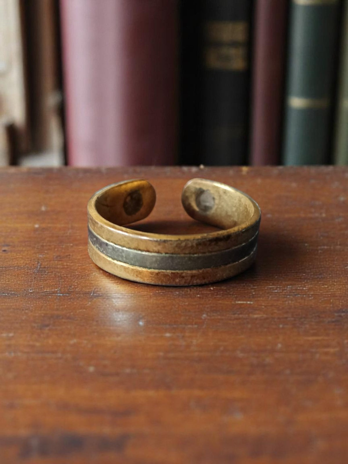 Vergoldeter, offener Vintage-Ring, zweifarbiger Retro-Stil, Größe 56