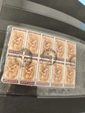 Lot anciens timbres Inde oblitérés, sculpture médiévale, collection philatélie