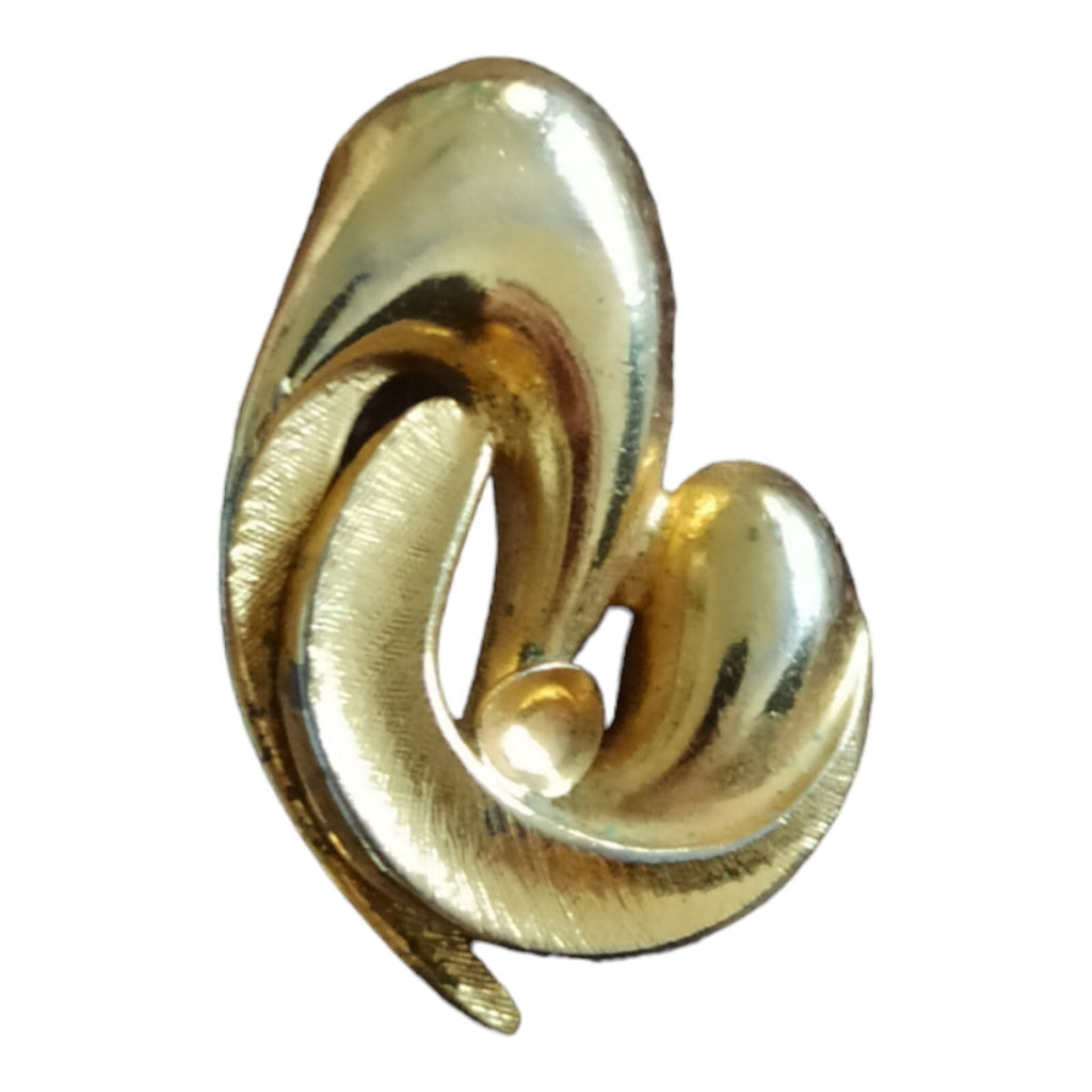 Broche vintage dorée abstraite style Art Déco, bijou ancien chic