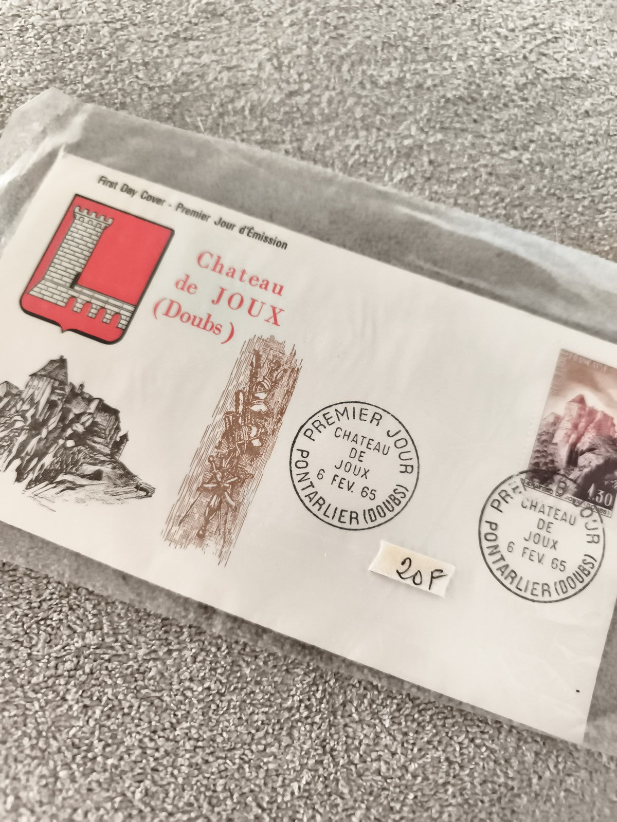 FDC Premier Jour Château de Joux 1965 Pontarlier ancien philatélie
