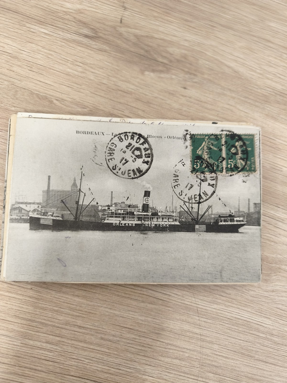 Carte postale ancienne Bordeaux paquebot Orléans New York timbres collection