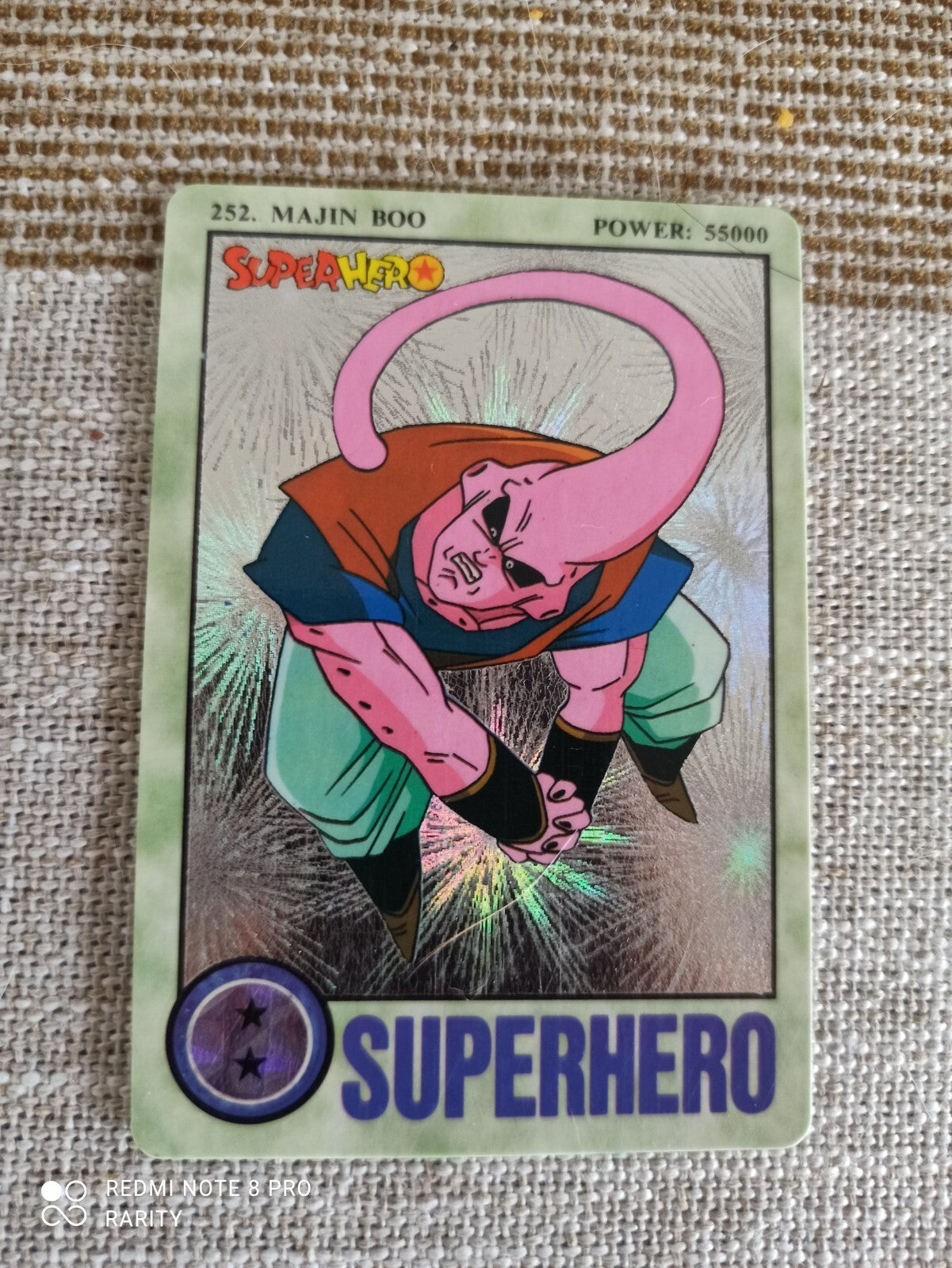 Carte Dragon Ball Z Superhero 252 Majin Boo vintage effet holographique