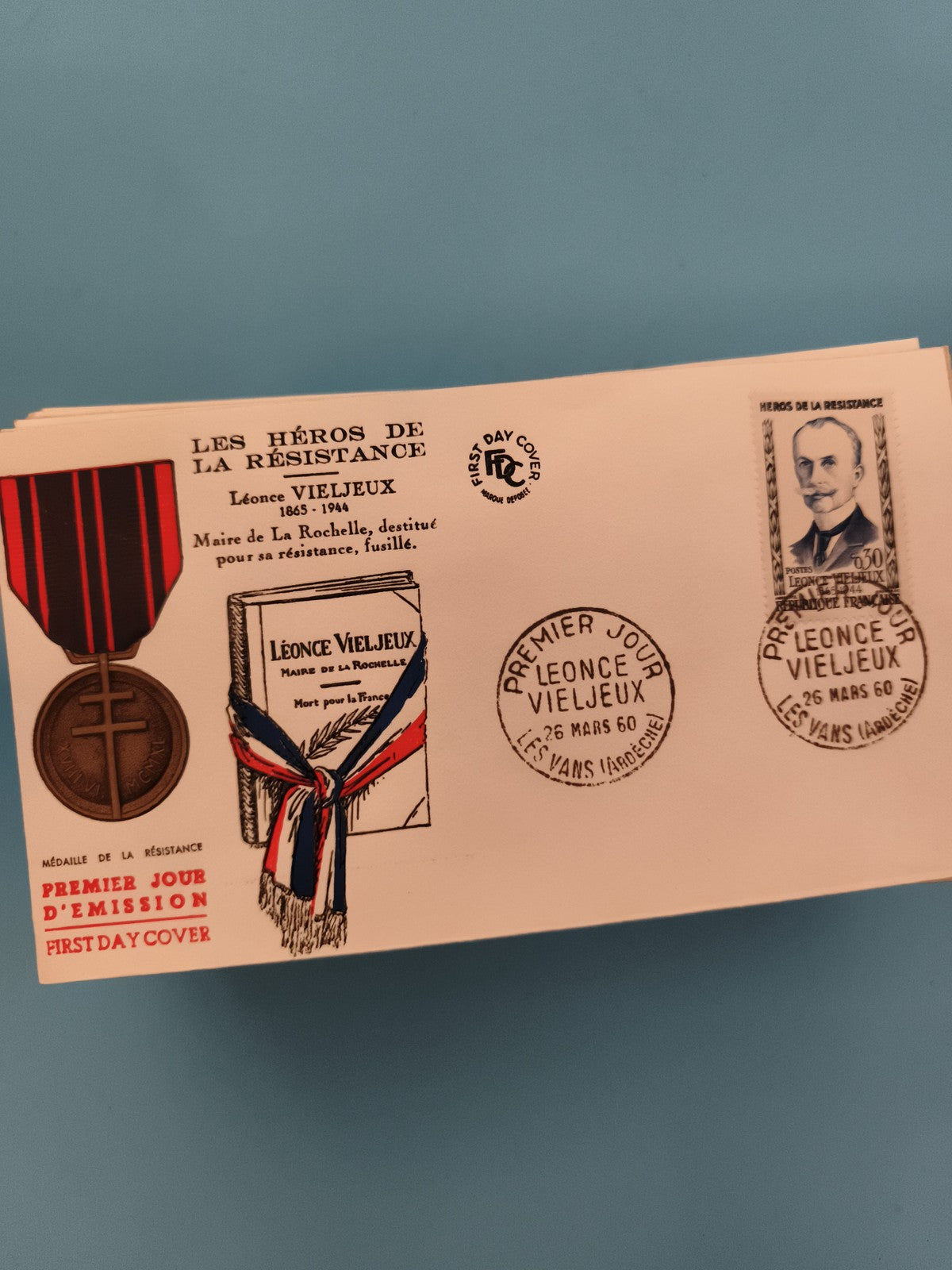 Lettre Premier Jour Héros Résistance Léonce Vieljeux FDC 1960 philatélie