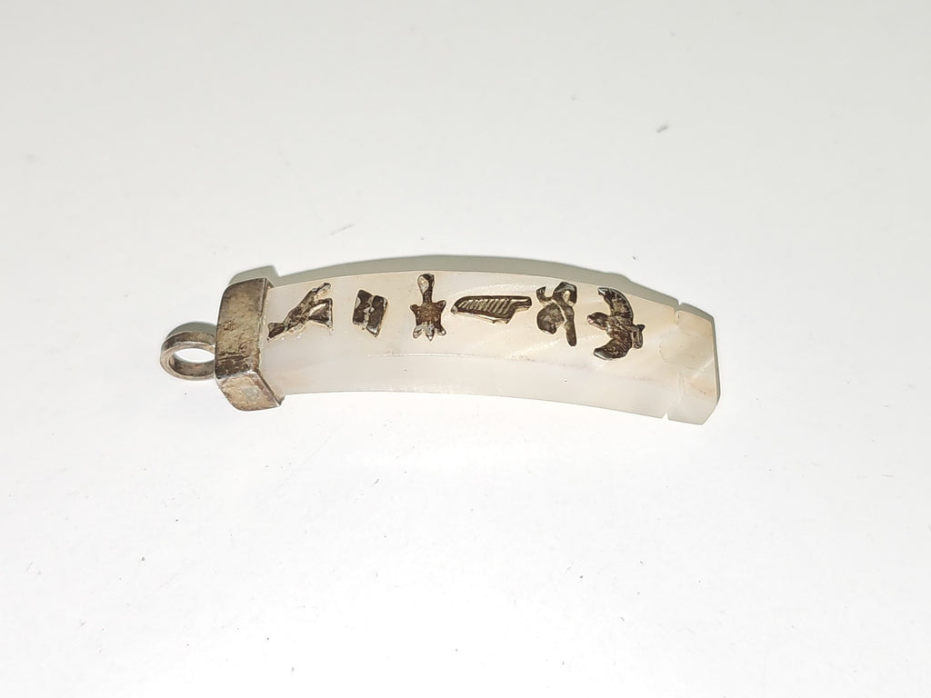 Pendentif vintage ancien en nacre et argent, bijou rétro collection ou cadeau