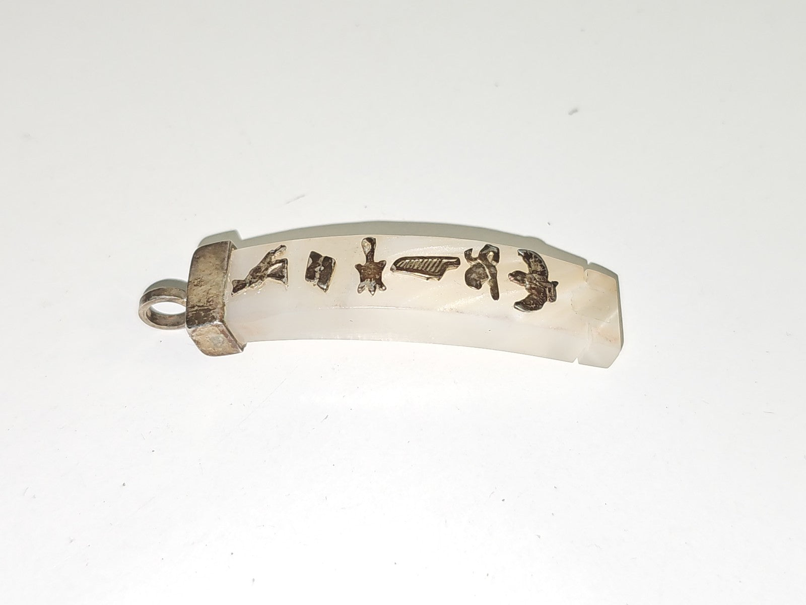 Pendentif vintage ancien en nacre et argent, bijou rétro collection ou cadeau